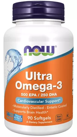 obrázek NOW® Foods NOW Ultra omega-3, 250 DHA/500 EPA, 90 softgelových kapslí