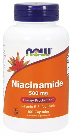 obrázek NOW® Foods NOW Vitamin B3 Nikotinamid (niacinamid), 500 mg, 100 kapslí