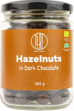 obrázek BrainMax Pure Lískové ořechy v hořké čokoládě, 285 g