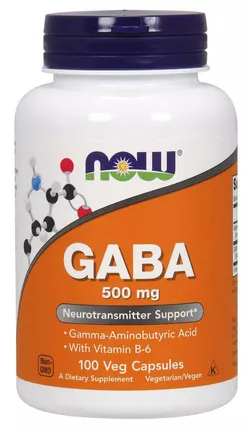 obrázek NOW® Foods NOW GABA 500 mg + 2mg Vitamín B6, 100 kapslí