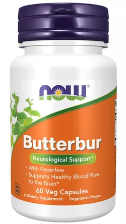 obrázek NOW® Foods NOW Butterbur with Feverfew (Devětsil a Řimbaba) 75mg, 60 rostlinných kapslí