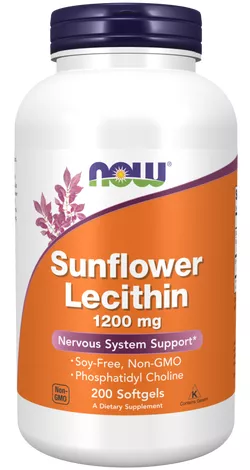 obrázek Now® Foods NOW Sunflower Lecithin (slunečnicový lecitin), 1200 mg, 200 softgelových kapslí