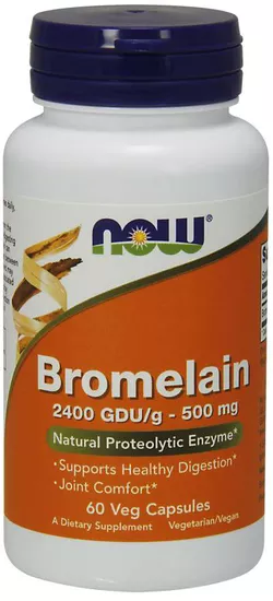 obrázek Now® Foods NOW Bromelain, 500 mg, 60 rostlinných kapslí