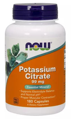 obrázek NOW® Foods NOW Potassium Citrate (draslík jako citrát draselný), 99 mg, 180 rostlinných kapslí