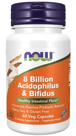 obrázek NOW® Foods NOW 8 Billion Acidophilus & Bifidus - probiotika, 60 rostlinných kapslí