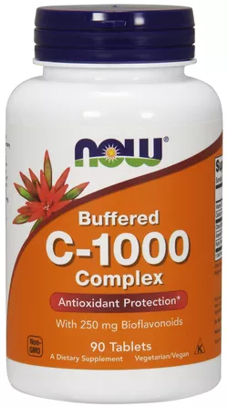 obrázek NOW® Foods NOW Buffered Vitamin C-1000 Komplex s 250mg bioflavonoidů, PH neutrální vitamín C, 90 tablet