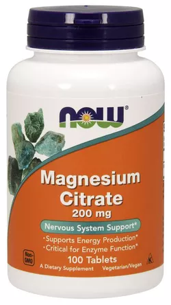 obrázek NOW® Foods NOW Magnesium Citrate (hořčík citrát), 200 mg, 100 tablet