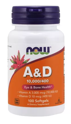obrázek NOW® Foods NOW Vitamin A & D, 10000/400 IU, 100 softgelových kapslí