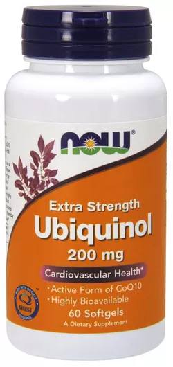 obrázek Now® Foods NOW Ubiquinol Extra Strenght, Kaneka, 200mg, 60 softgel kapslí