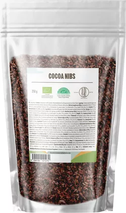 obrázek BrainMax Pure Drcené Kakaové Boby, Nepražené, RAW, BIO, 250 g