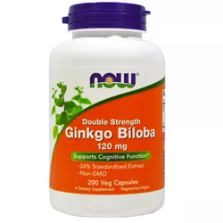 obrázek NOW® Foods NOW Ginkgo Biloba Double Strenght, 120 mg, 200 rostlinných kapslí