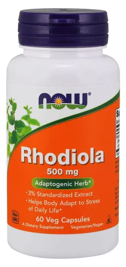 obrázek NOW® Foods NOW Rhodiola rosea (Rozchodnice růžová), 500 mg, 60 rostlinných kapslí