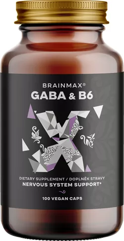obrázek BrainMax GABA & B6, 700 mg, 100 rostlinných kapslí