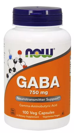obrázek NOW® Foods NOW GABA (kyselina gama-aminomáselná) 750 mg, 100 kapslí