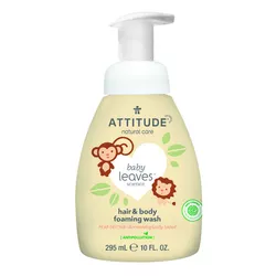 obrázek Attitude - Dětská mycí pěna 2v1 - Baby leaves s vůní hruškové šťávy, 295ml