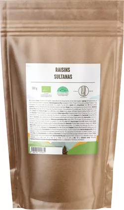 obrázek BrainMax Pure Rozinky Sultánky sušené BIO, 500g