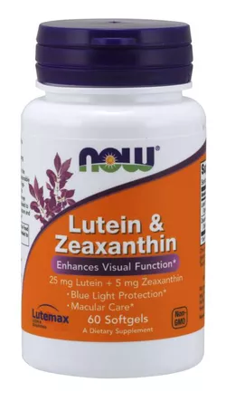 obrázek NOW® Foods NOW Lutein & Zeaxanthin (zdraví očí), 60 softgel kapslí