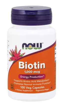 obrázek NOW® Foods NOW Biotin, 1000 ug, 100 rostlinných kapslí