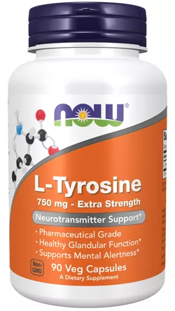 obrázek Now® Foods NOW L-Tyrosine, 750 mg, 90 rostlinných kapslí