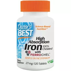 obrázek Doctor's Best Doctor’s Best High Absorption Iron (Chelátové Železo), 27 mg, 120 tablet