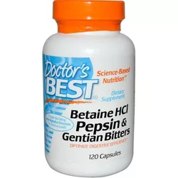 obrázek Doctor's Best Betaine HCl + Pepsin & Gentian Bitters (hořec), 120 kapslí