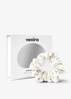obrázek VENIRA scrunchie hedvábná gumička, bílá