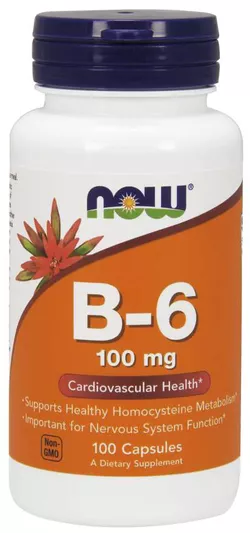 obrázek NOW® Foods NOW Vitamin B6 Pyridoxin, 100mg, 100 kapslí