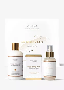 obrázek VENIRA beauty bag - kapsle pro vlasy (80 kapslí), šampon pro podporu růstu vlasů (300 ml), vlasové sérum hair booster (100 ml)