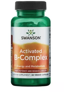 obrázek Swanson Activated B-Complex, High potency, Aktivní koenzymová forma Vitamínů B, Vyšší účinnost , 60 rostlinných kapslí