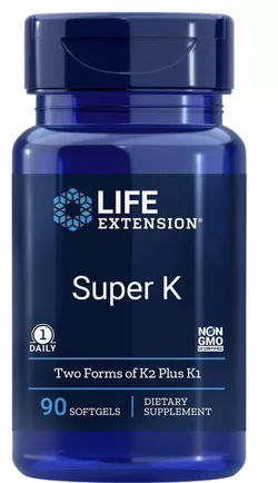 obrázek Life Extension Super K, Vitamin K1, K2 (MK-4 and MK-7), 90 softgel kapslí