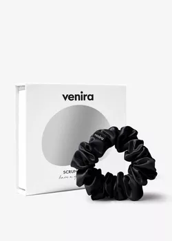 obrázek VENIRA scrunchie hedvábná gumička, černá