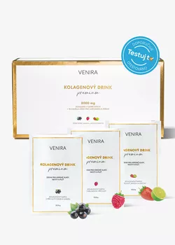 obrázek VENIRA PREMIUM kolagenový drink pro vlasy, nehty a pleť, mix příchutí, 30 dávek, 324g