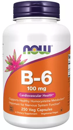 obrázek NOW® Foods NOW Vitamin B6 Pyridoxin, 100mg, 250 kapslí