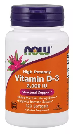 obrázek NOW® Foods NOW Vitamin D3, 2000 IU, 120 softgel kapslí