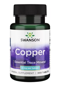 obrázek Swanson Copper (měď) 2 mg, 300 tablet