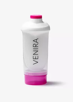obrázek VENIRA shaker se zásobníkem, bílo-růžový, 500 ml + 150 ml