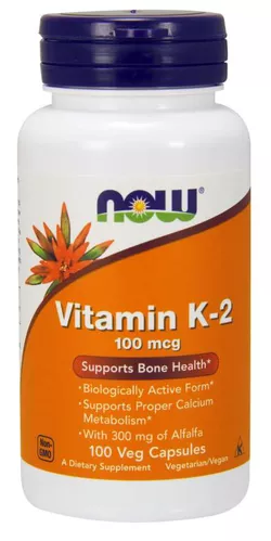 obrázek NOW® Foods NOW Vitamin K2 jako MK-4, 100 ug, 100 rostlinných kapslí