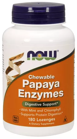 obrázek NOW® Foods NOW Papaya Enzymes, přírodní trávící enzymy, 180 pastilek