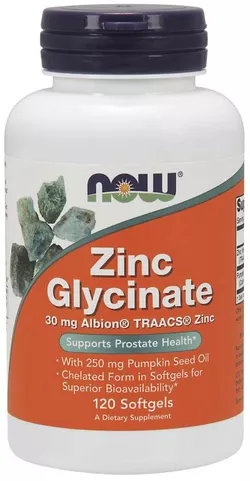 obrázek NOW® Foods NOW Zinc Glycinate (zinek bisglycinát + dýňový olej), 30 mg, 120 softgel kapslí