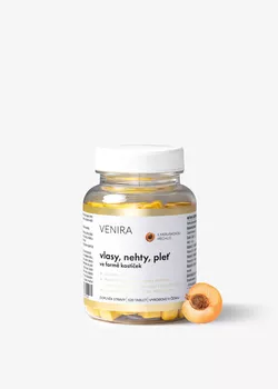 obrázek VENIRA kostičky pro vlasy, nehty a pleť, 120 tablet, 60denní kúra, meruňka