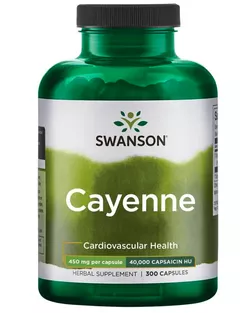 obrázek Swanson Cayenne (Kajenský pepř), 450 mg, 300 kapslí