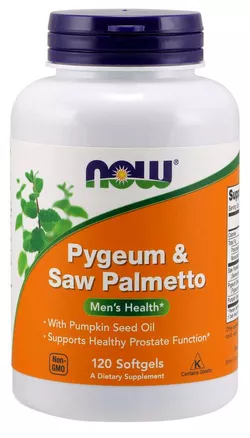 obrázek NOW® Foods NOW Pygeum (Slivoň africká) & Saw Palmetto (Serenoa plazivá), 120 softgelových kapslí