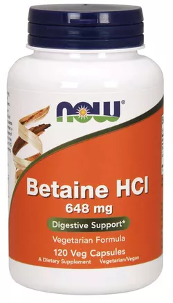 obrázek Now® Foods NOW Betaine HCl, vegetariánský, 648 mg, 120 rostlinných kapslí