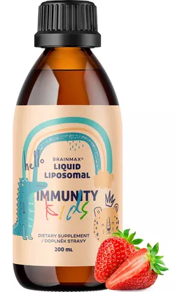 obrázek BrainMax Dětský lipozomální komplex vitamínů, pro podporu imunity, jahoda, 200 ml