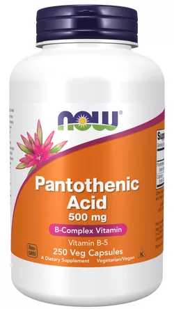 obrázek Now® Foods NOW Panthoteic Acid B5 (kyselina pantothenová), 500 mg, 250 rostlinných kapslí