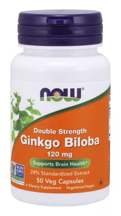 obrázek NOW® Foods NOW Ginkgo Biloba Double Strenght, 120 mg, 50 rostlinných kapslí