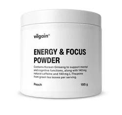 obrázek Vilgain Energy & Focus Powder – broskev 195 g