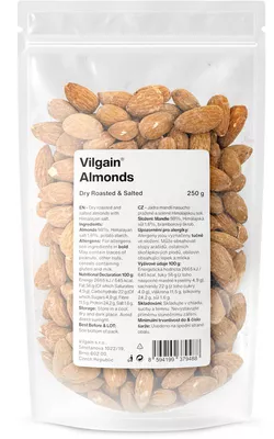 obrázek Vilgain Mandle nasucho pražené sůl 250 g