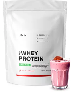obrázek Vilgain Grass-Fed Whey Protein jahodový milkshake 1000 g