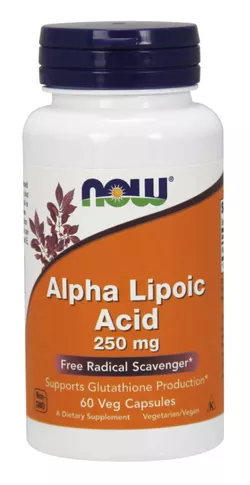 obrázek NOW® Foods NOW Alpha Lipoic Acid (Kyselina Alfa Lipoová), 250 mg, 60 rostlinných kapslí
